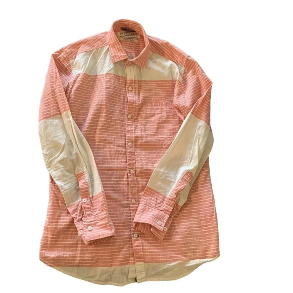 US Polo Assn. men's peach and cream premium cotton long sleeve button up - Picture 1 of 4
